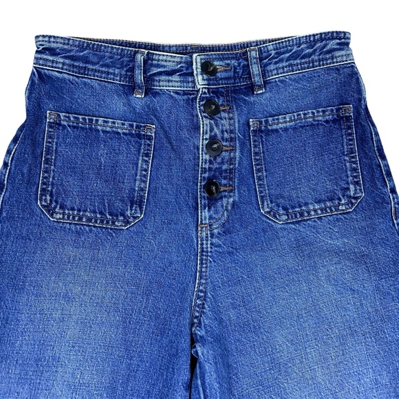 Massimo Dutti Womens Wide Leg Jeans with Pockets - High Rise - Mid Wash - Sz 4 - Picture 7 of 16